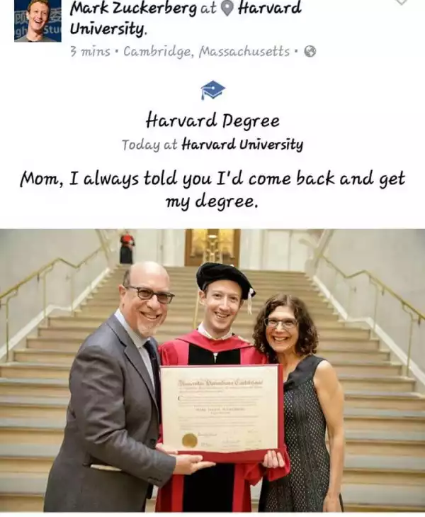 13 Years After Dropping Out, Mark Zuckerberg Finally Graduates From Harvard (Photo)